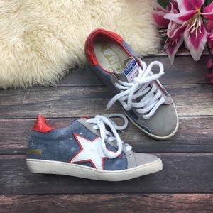 Freebird By Steven Denim Distressed Star Sneakers